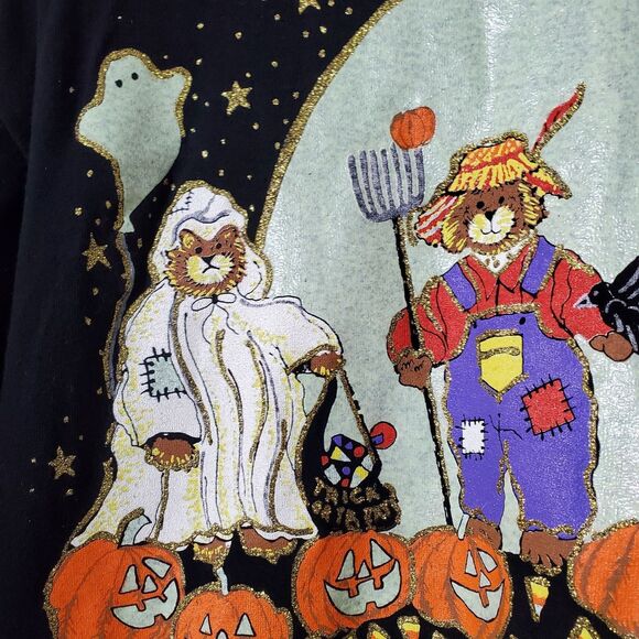 Vintage Halloween Sweatshirt KWBL ONE SIZE Spooky Bears 80s 90s Trick-or-Treat - Picture 5 of 10